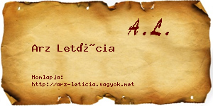 Arz Letícia névjegykártya